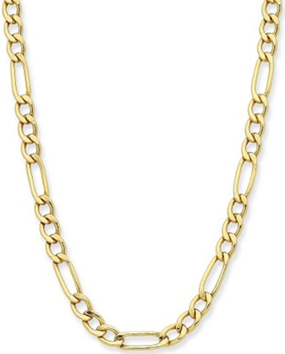 9Ct Yellow Gold Silver Filled 3 + 1 Figaro Necklace - 50Cm