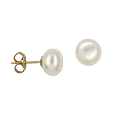 Sterling Silver Freshwater Pearl Stud Earrings - 8Mm