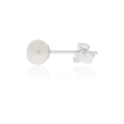 Sterling Silver White Fresh Water Pearl Stud Earrings 5Mm