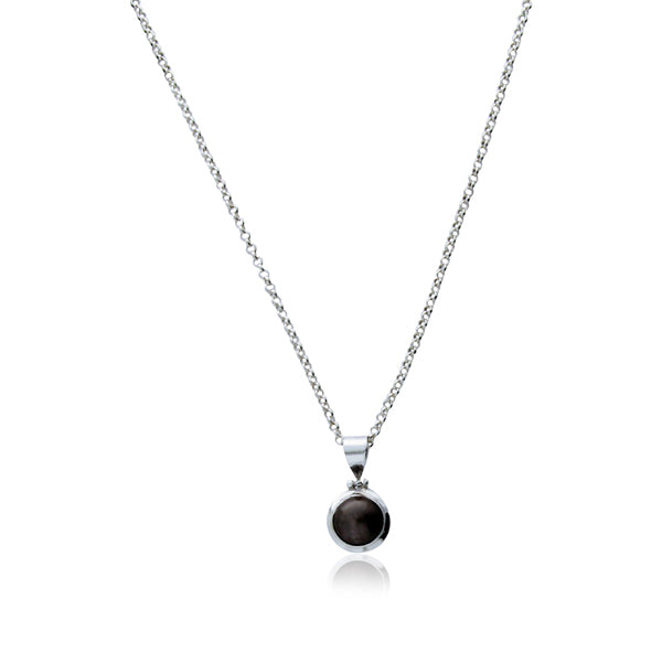 Sterling Silver Black Freshwater Bezel Set Pendant