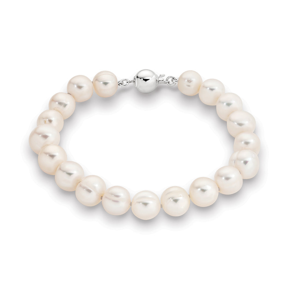 8-9Mm Freshwater Pearl Bracelet With Sterling Silver Clasp - 19Cm