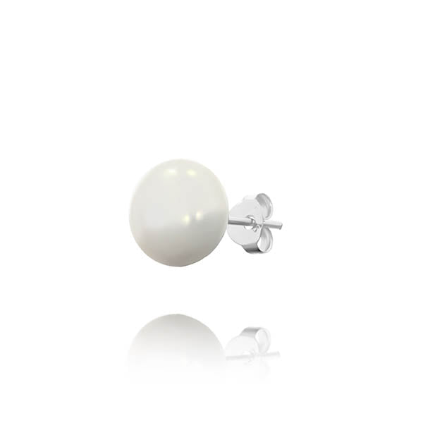 Sterling Silver White Fresh Water Pearl Stud Earrings 10Mm