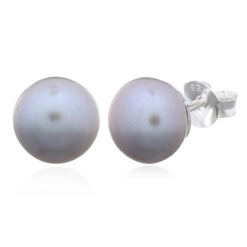 Sterling Silver Freshwater Silver Grey Pearl Stud Earrings