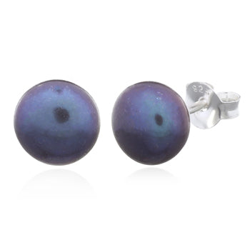 Sterling Silver Black Freshwater Pearl Studs