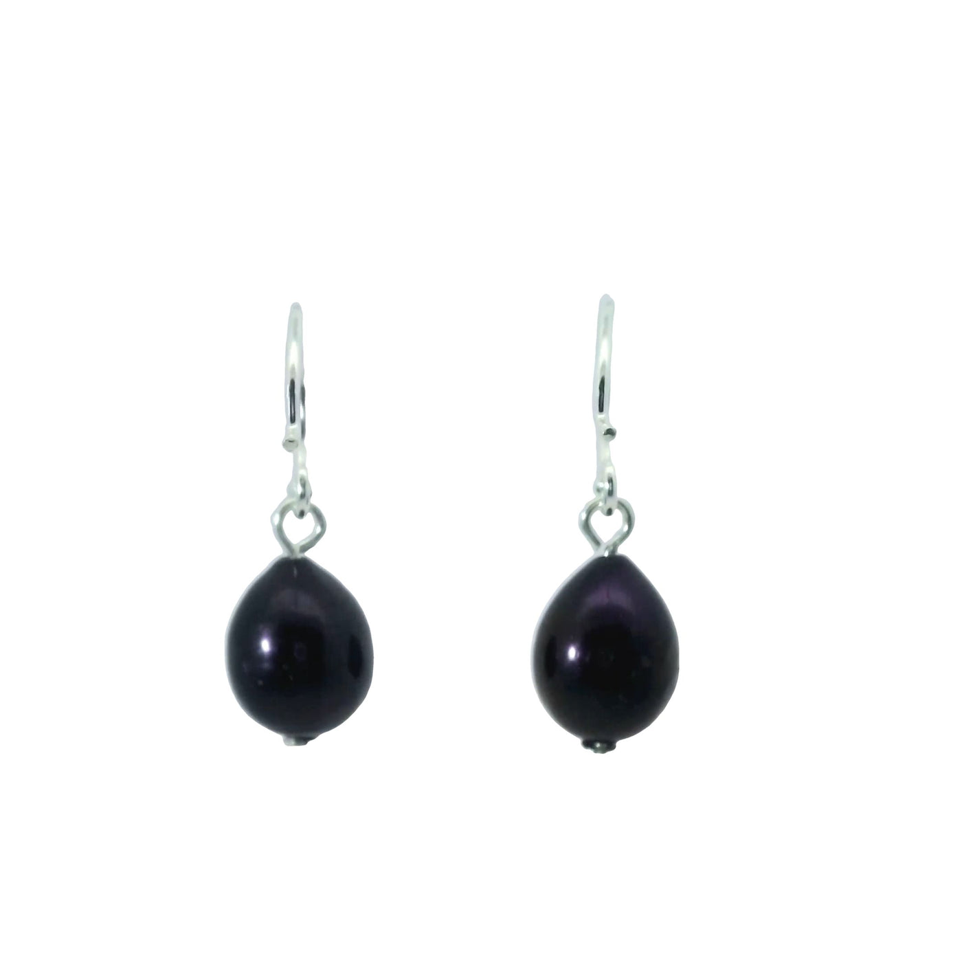 Onatah Sterling Silver Black Freshwater Pearl Earrings With Open Shep Hooks