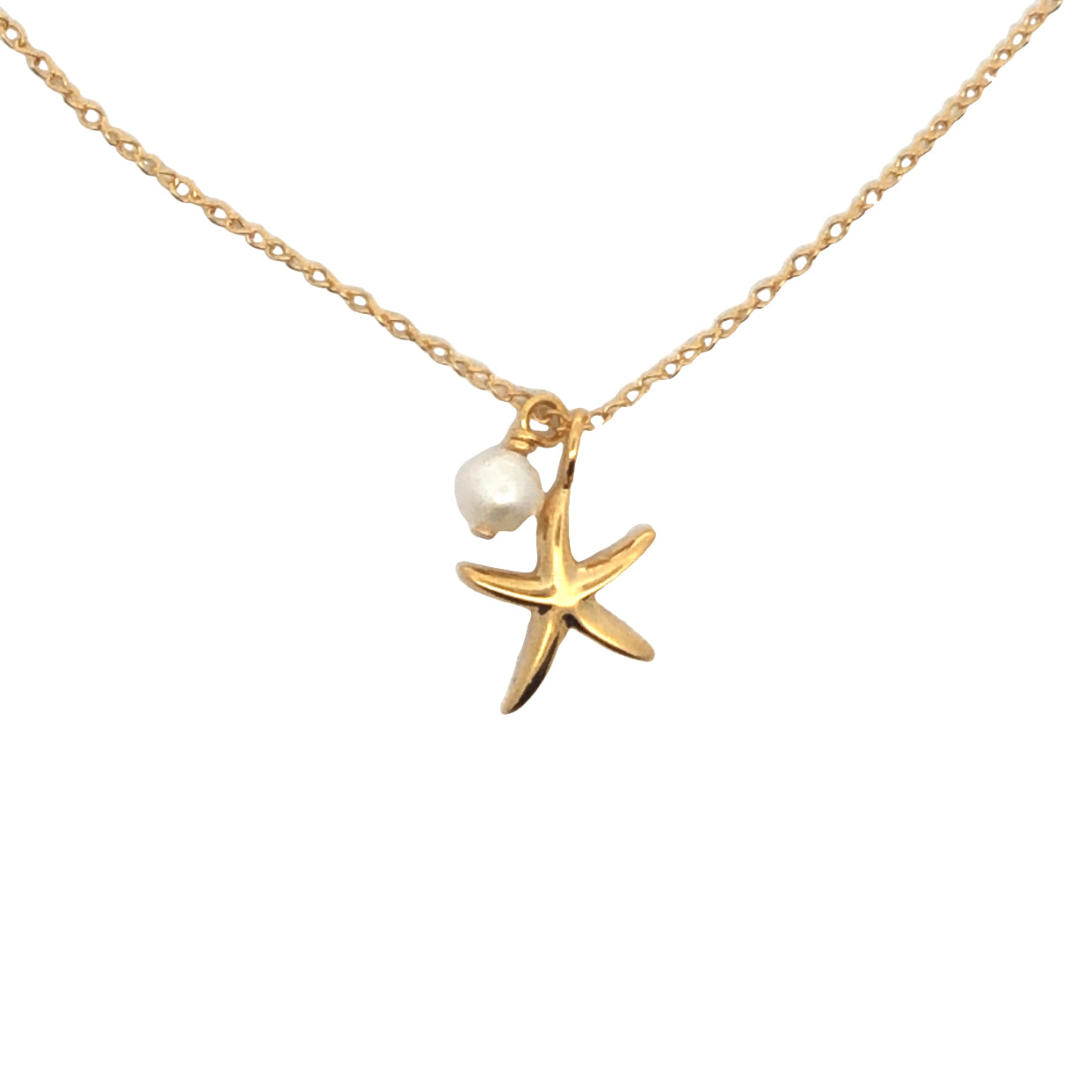 Onatah Sterling Silver Gold Plated Starfish Necklace With Pearl