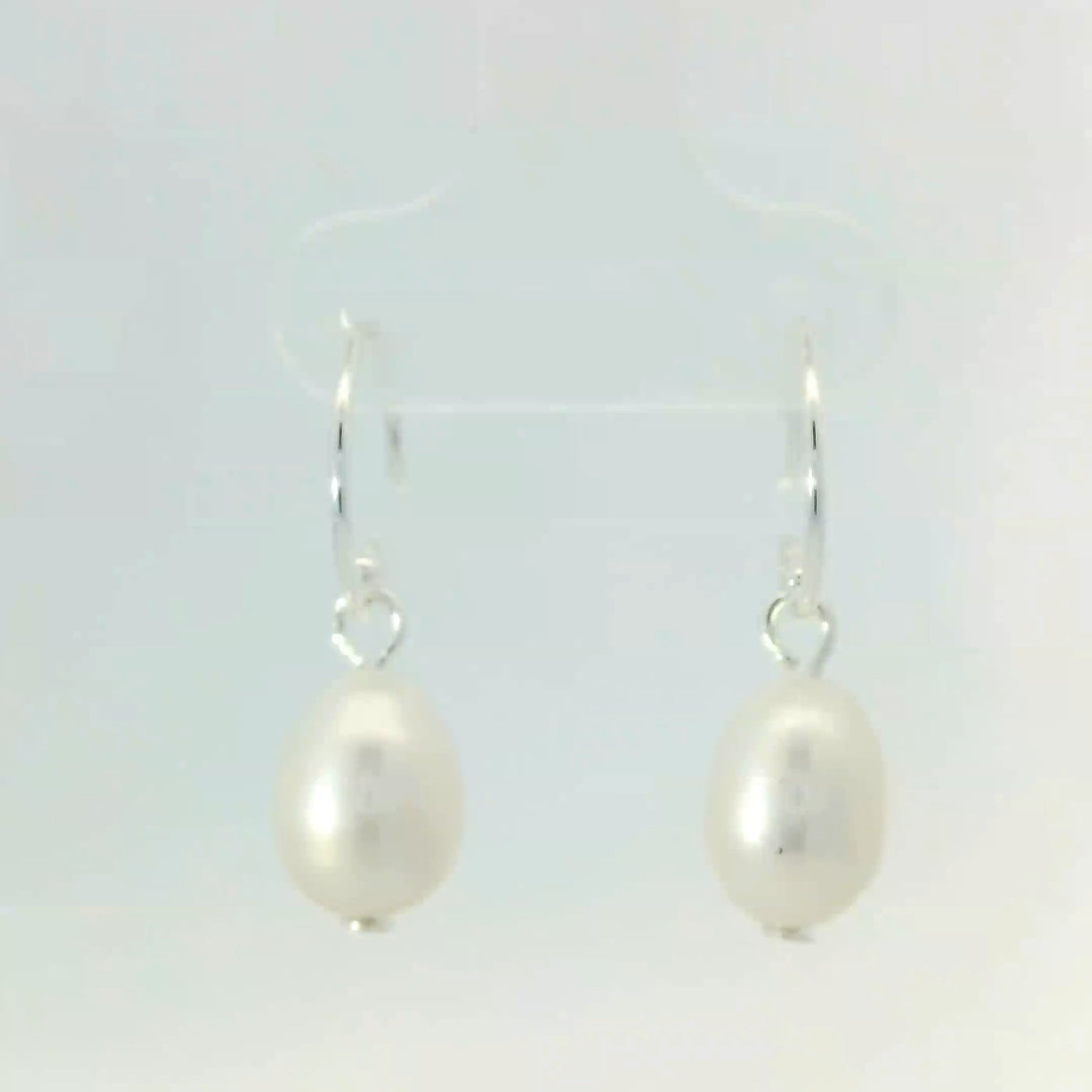 Onatah Sterling Silver White Freshwater Pearl Earrings With Open Shep Hooks