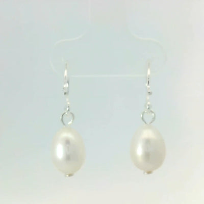 Onatah Sterling Silver White Freshwater Pearl Earrings With Open Shep Hooks