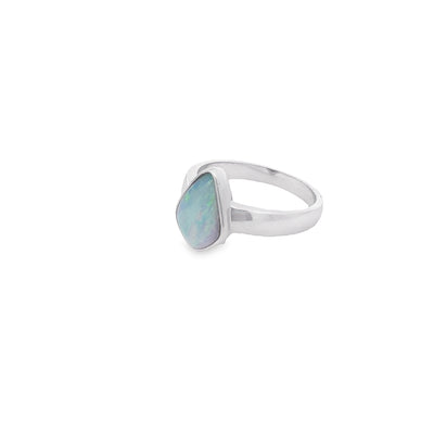 Sterling Silver Queensland Boulder Light Blue And Green Opal Ring 1.92Ct