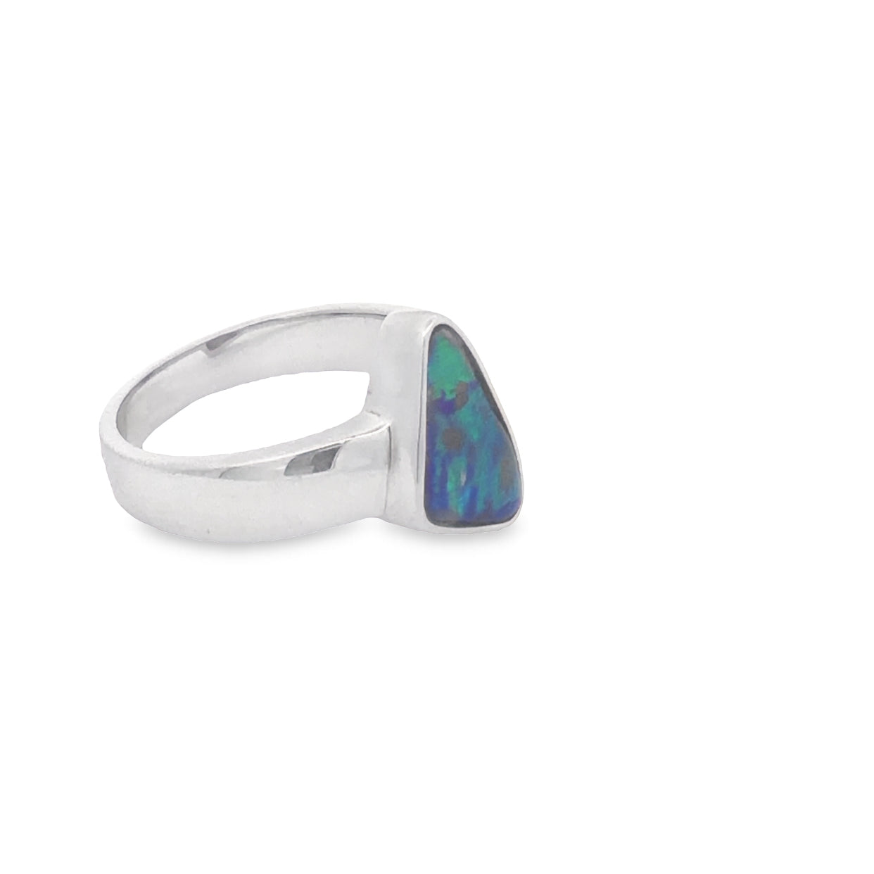 Sterling Silver Queensland Boulder Solid Blue Opal Ring 2.48Ct