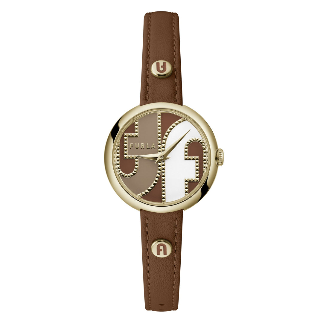Furla Ladies Heritage Cosy Gold Brown Leather Watch  display picture 3