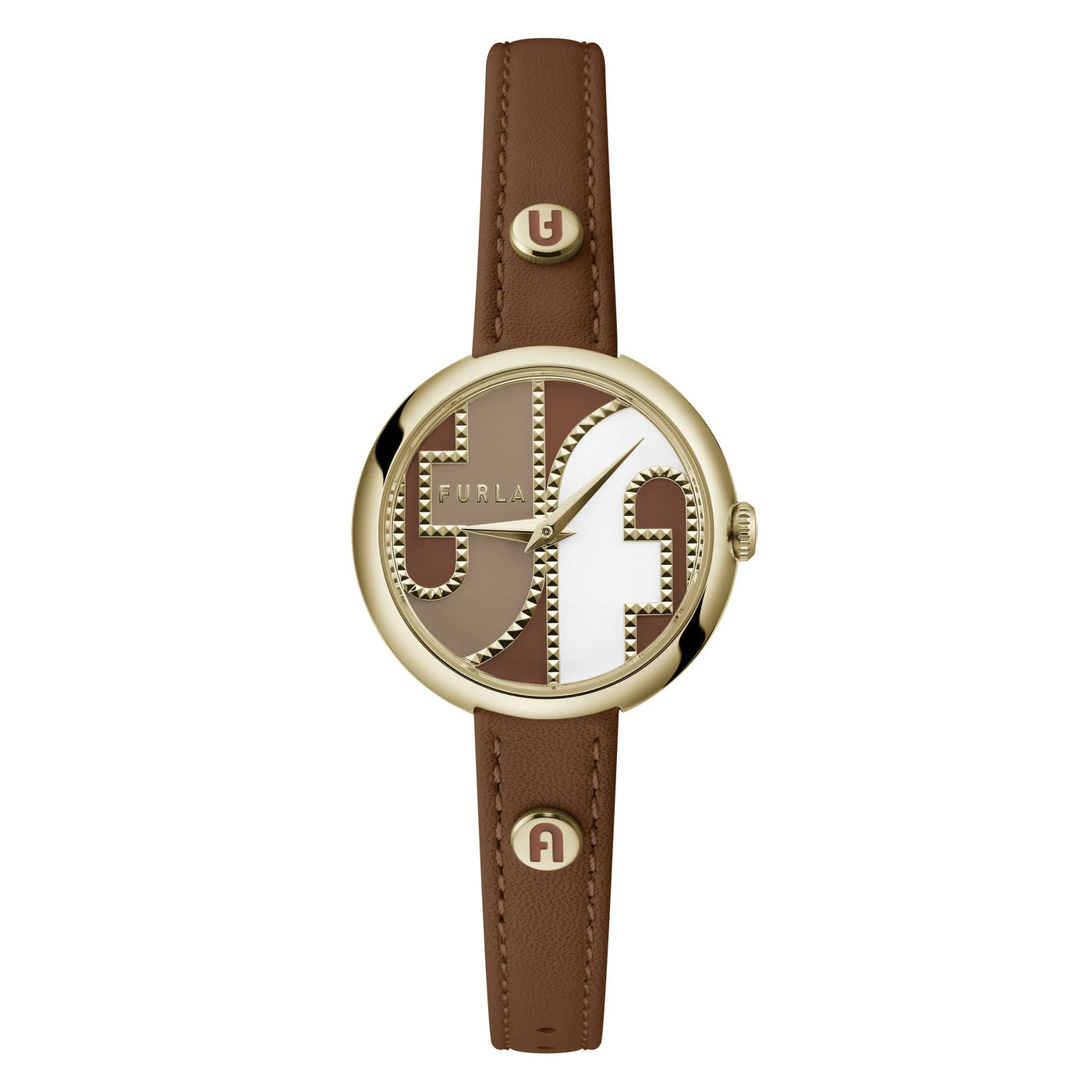 Furla Ladies Heritage Cosy Gold Brown Leather Watch