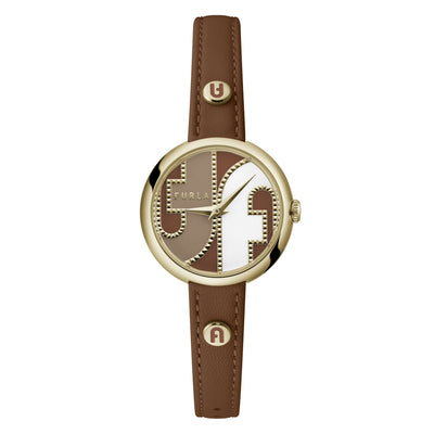 Furla Ladies Heritage Cosy Gold Brown Leather Watch