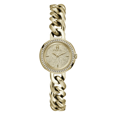Furla Ladies Chain Crystal Gold Plated Bracelet Watch