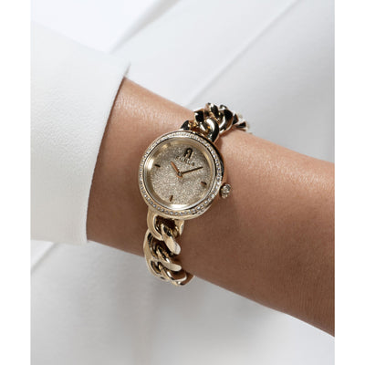 Furla Ladies Chain Crystal Gold Plated Bracelet Watch