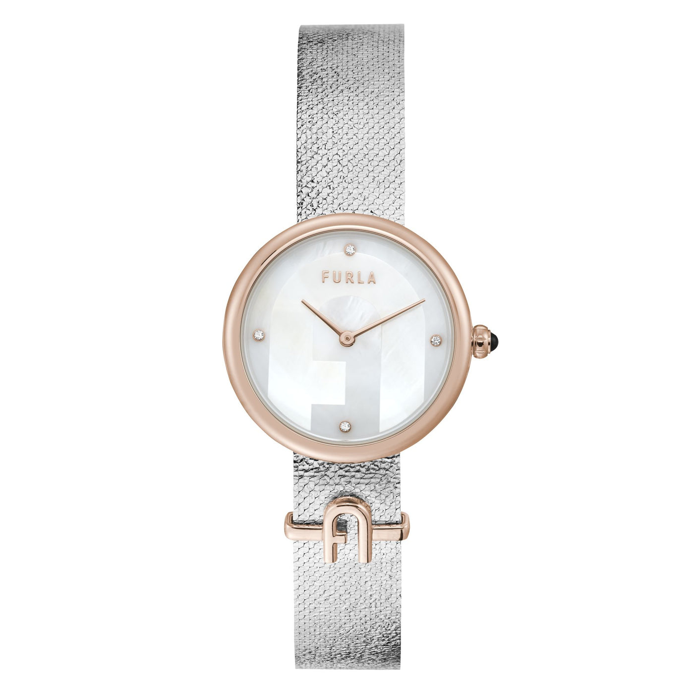 Furla Ladies 1927 2 Tone Silver And Rose Gold Plated Silver Dial Bracelet Watch