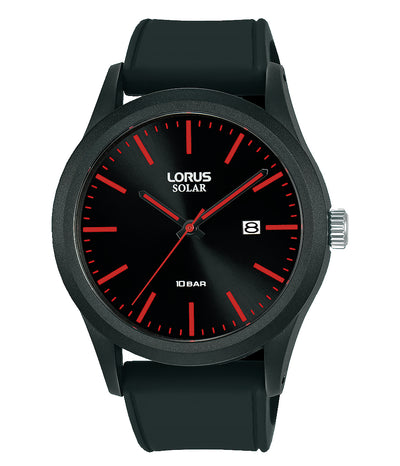 Lorus Mens Black Coloured Sports Solar Watch