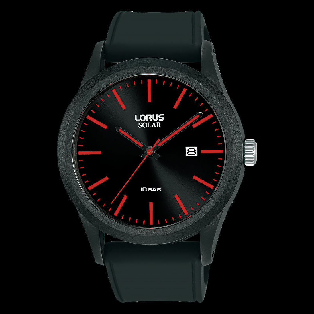 Lorus Mens Black Coloured Sports Solar Watch