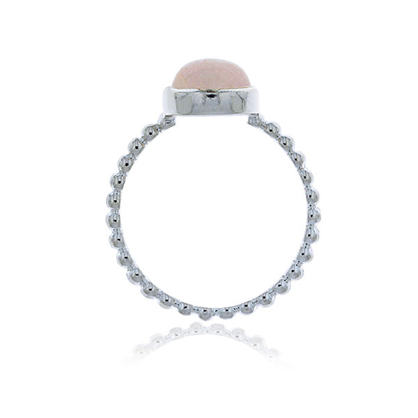 Silver Round Rose Quartz Ring