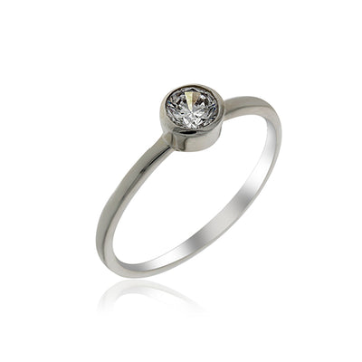 Silver Solitaire Ring with CZ