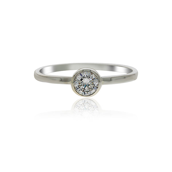 Silver Solitaire Ring with CZ