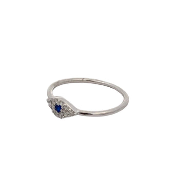 Sterling Silver Eye Cz Ring Size N