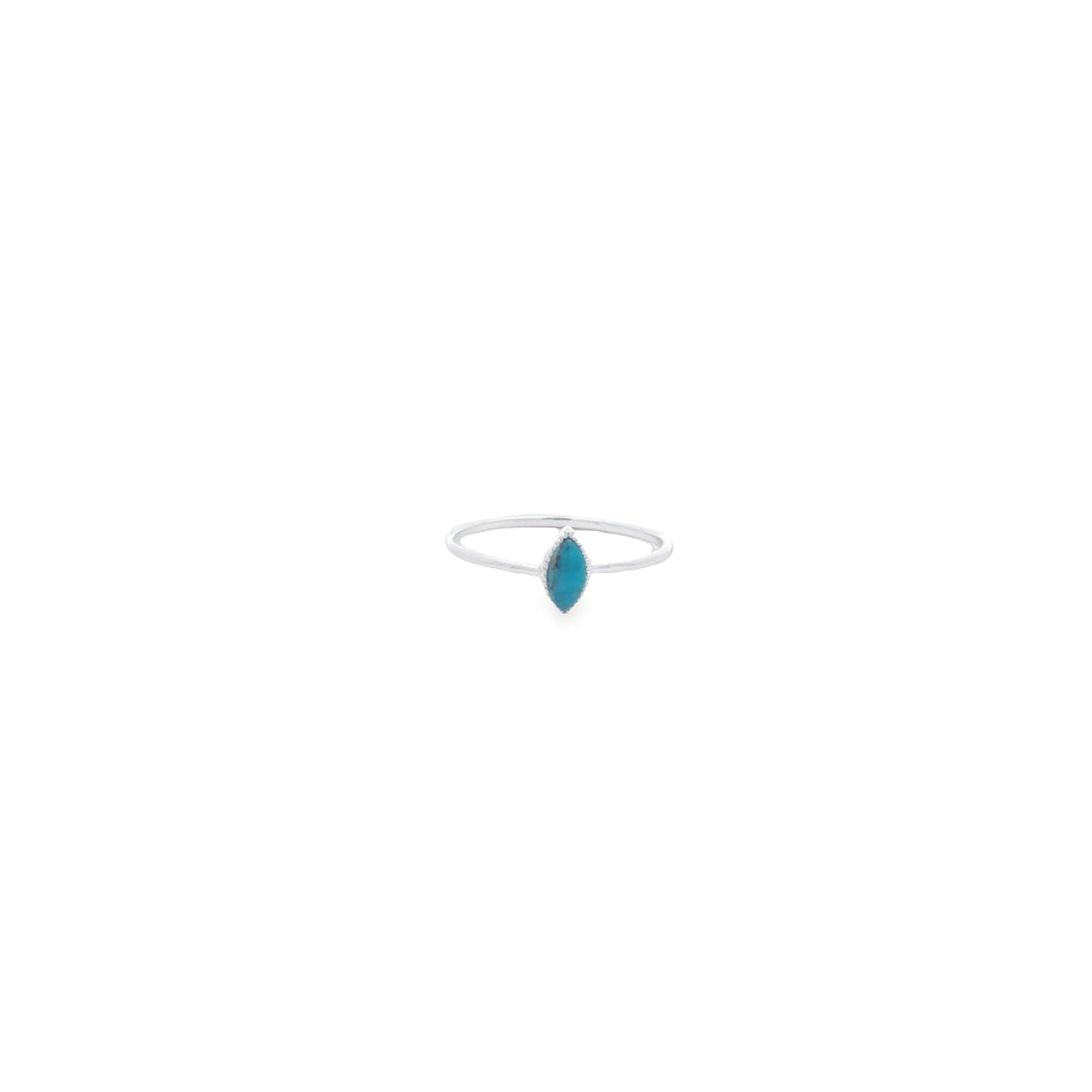 Sterling Silver Marquise Shape Turquoise Ring Size P