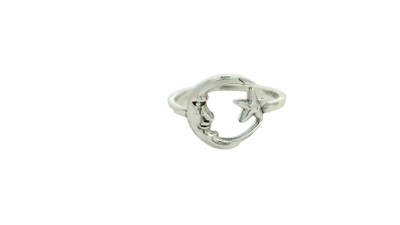 Onatah Sterling Silver Moon And Star Ring Size R/9/59