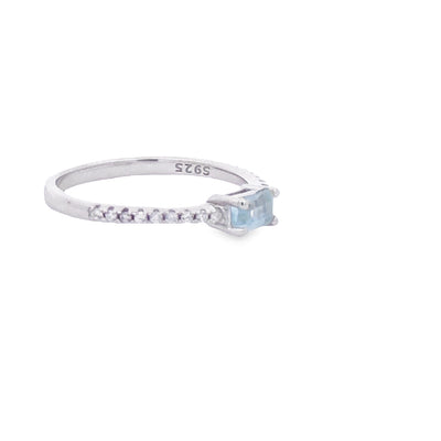 Sterling Silver Topaz And Cz Stacker Ring Size 7