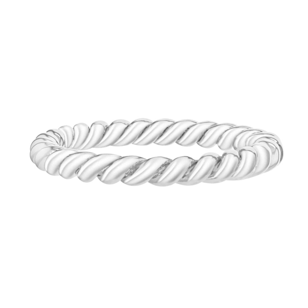Rhodiumed Sterling Silver Twist Band Size N