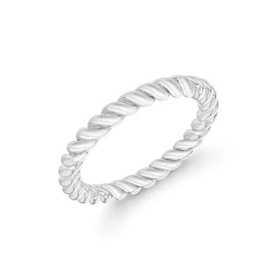 Rhodiumed Sterling Silver Twist Band Size N