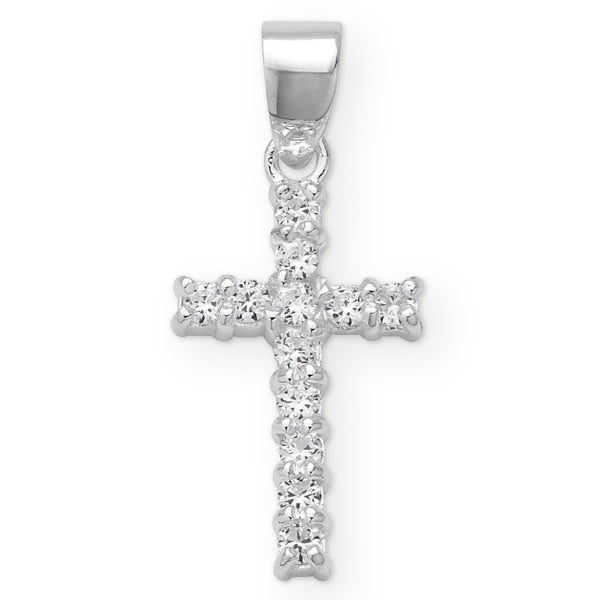 Silver Cross Pendant With Cubic Zirconiums