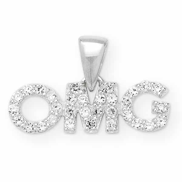 Sterling Silver Cubic Zirconia OMG Pendant