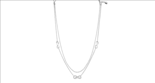 Sterling Silver Double Layer Triple Infinity Symbol Necklace