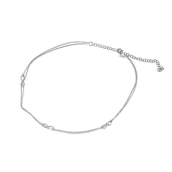 Sterling Silver Double Layer Triple Infinity Symbol Necklace