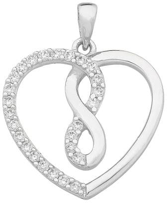 Sterling silver cubic zirconia infinity heart pendant