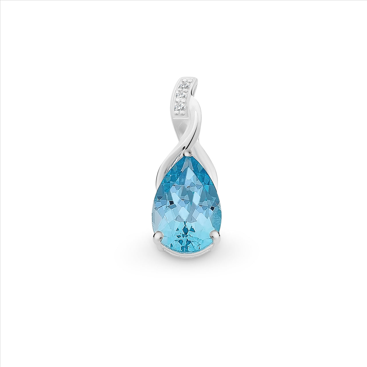 Silver Blue Topaz & Cubic Zirconia Pendant