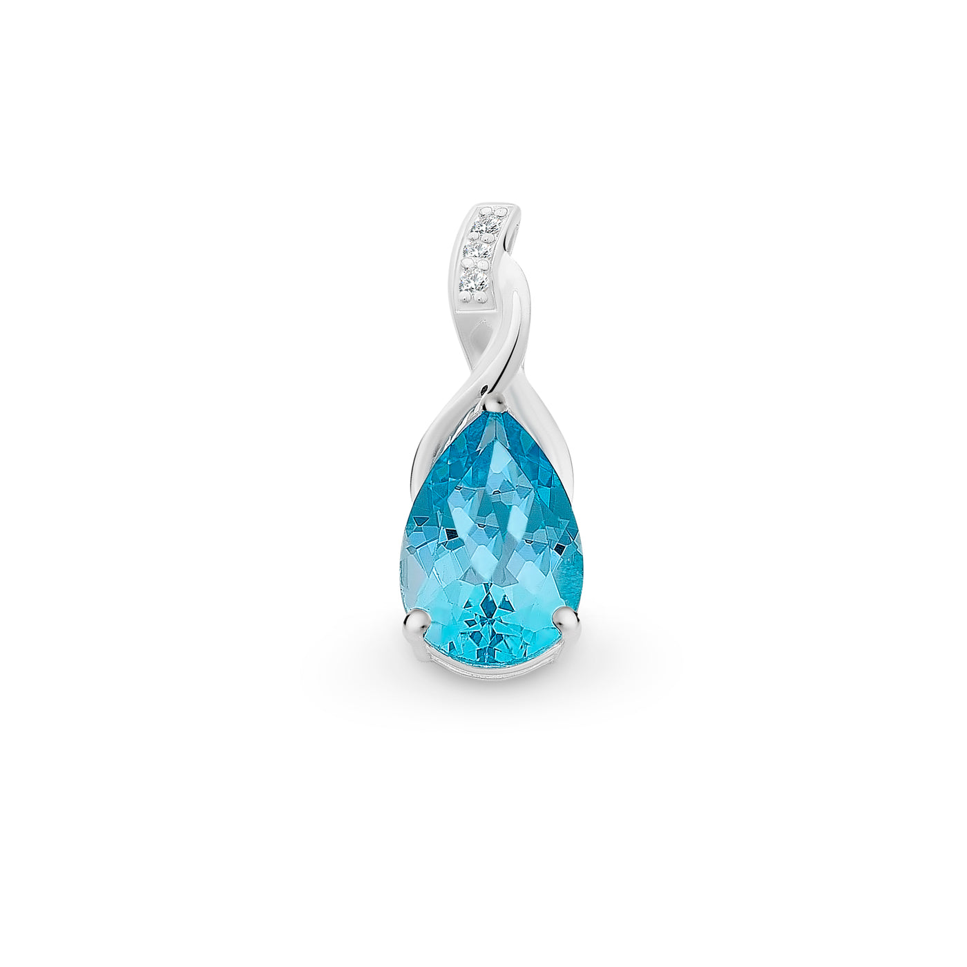 Silver Blue Topaz & Cubic Zirconia Pendant