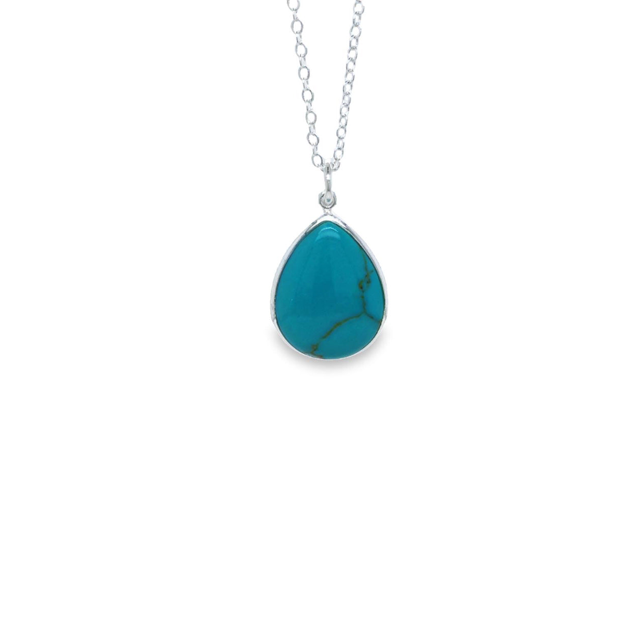 Silver Pear Shaped Turquoise Pendant