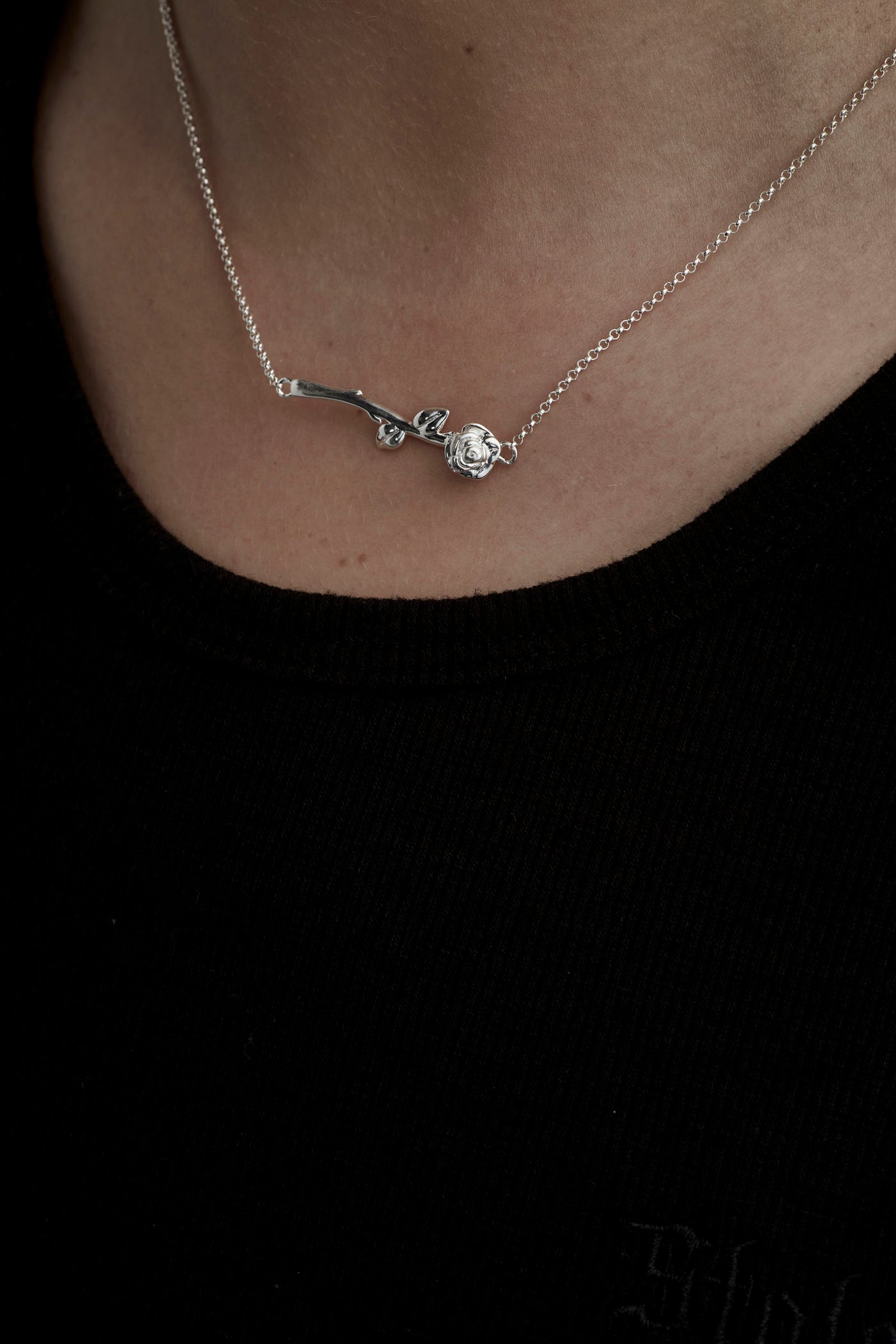 Silver Rose Bar Necklace - Stolen Girlfriends Club