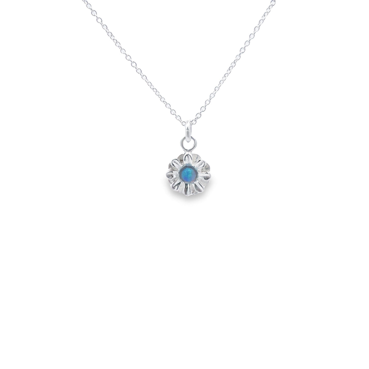 Onatah Sterling Silver Blue Opalite Flower Necklace