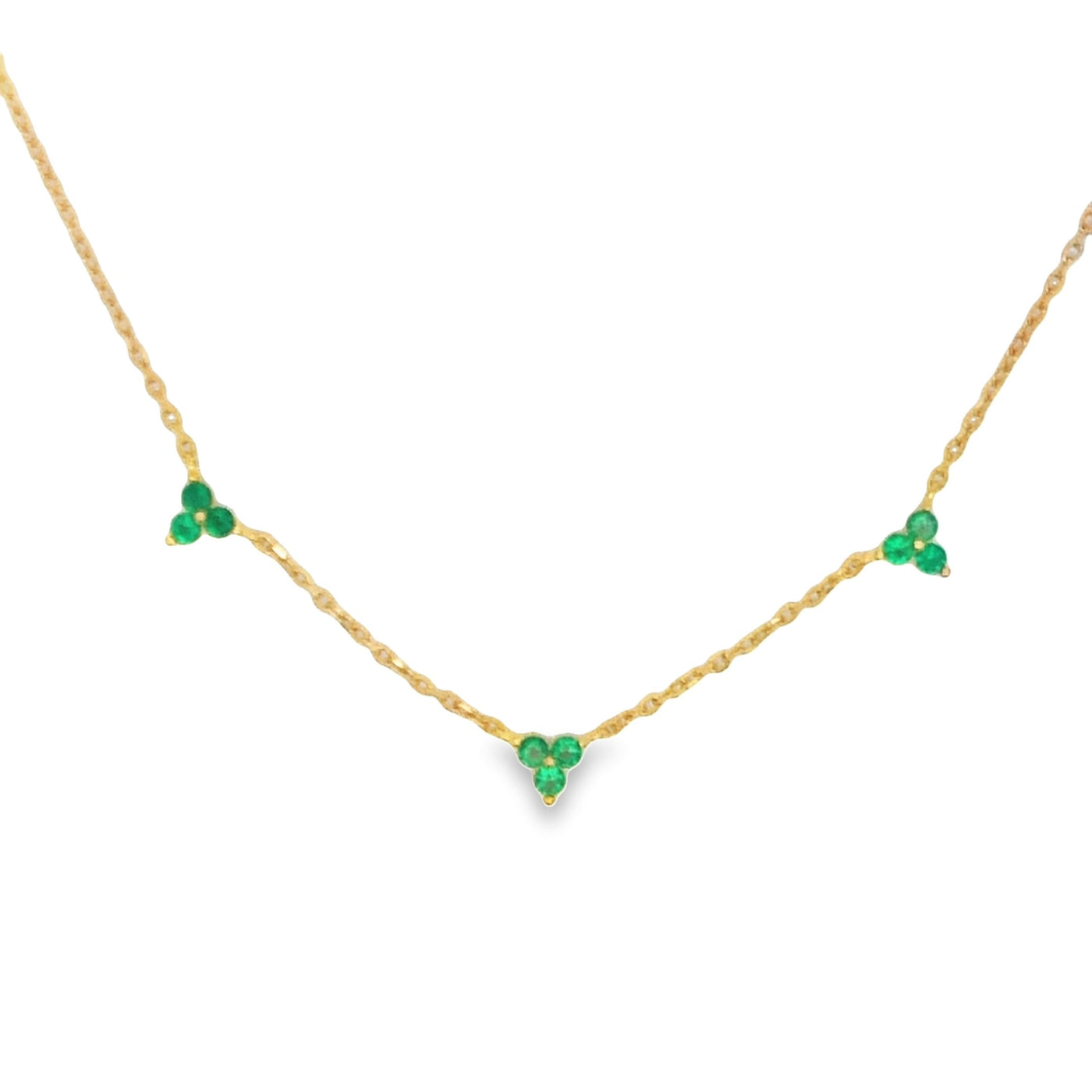 Onatah Sterling Silver Gold Plated 3 Piece Green Cz Necklace