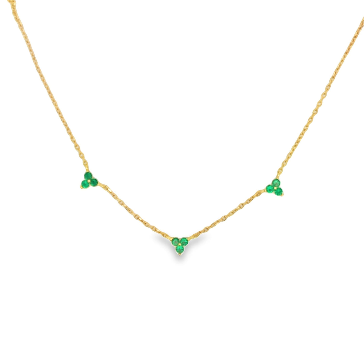 Onatah Sterling Silver Gold Plated 3 Piece Green Cz Necklace