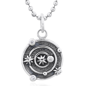 Onatah Sterling Silver Solar System Cz Set Pendant With Oxidised Features