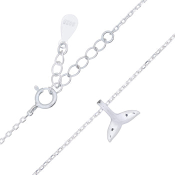 Onatah Sterling Silver Mini Whaletail Pendant On Sterling Silver Chain