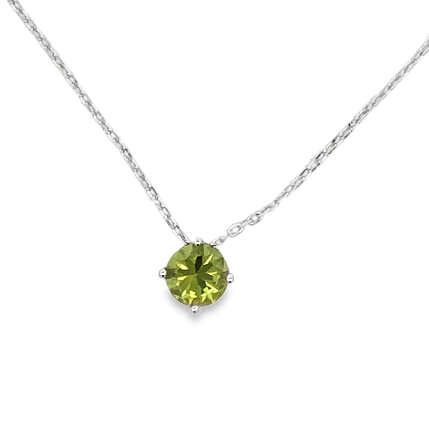 Lustra Sterling Silver Rhodium Plated Light Green Cz Slider Pendant On Rh Plated Sterling Silver Trace Chain 45Cm