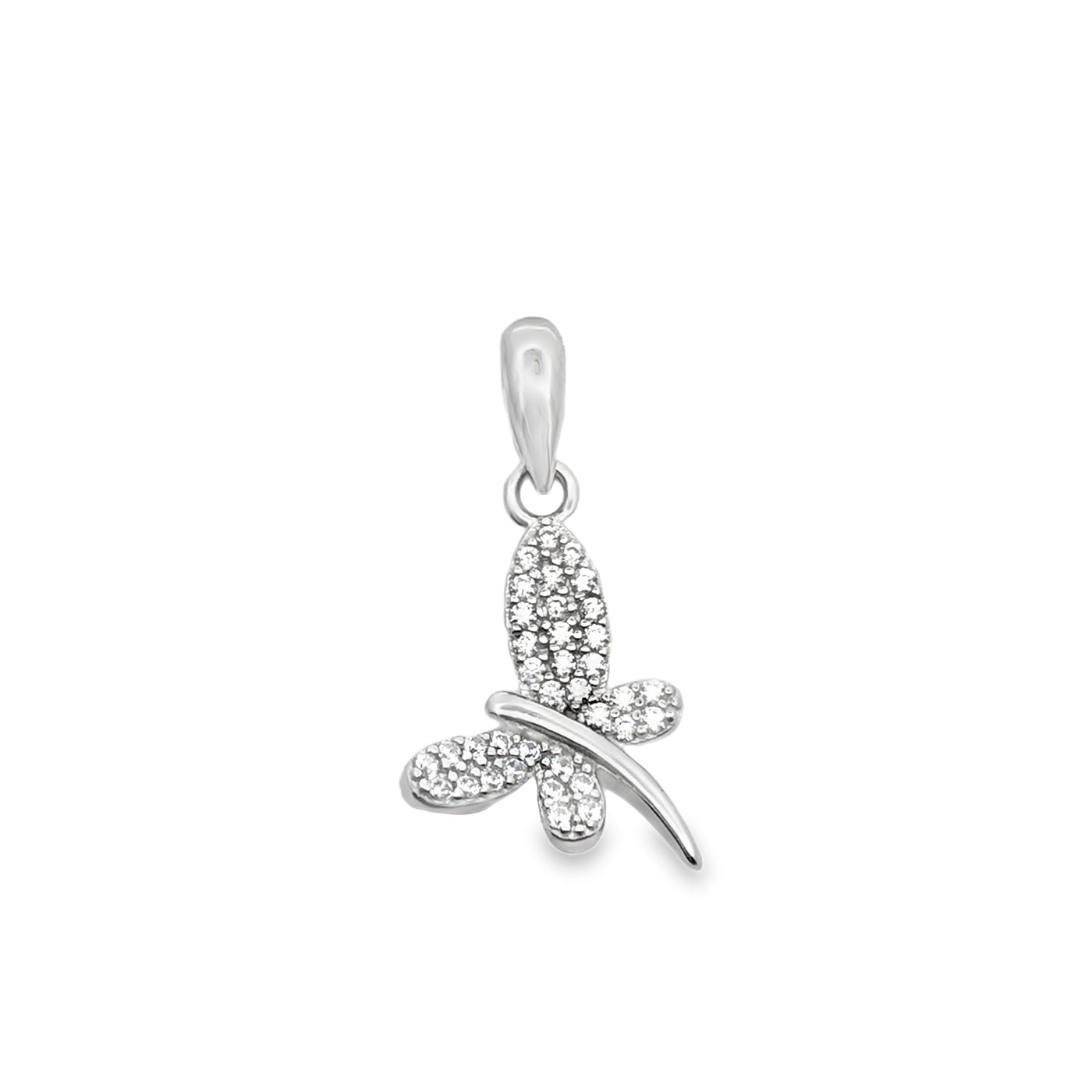 Sterling Silver Dragonfly Pendant Set With Cubic Zirconia