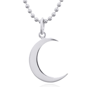 Silver Cresent Moon Pendant Necklace
