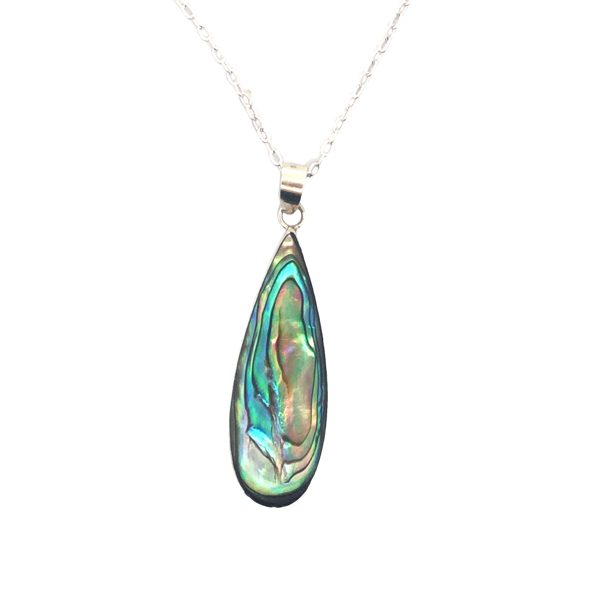 Onatah Sterling Silver Teardrop Paua Shell Bezel Set Pendant