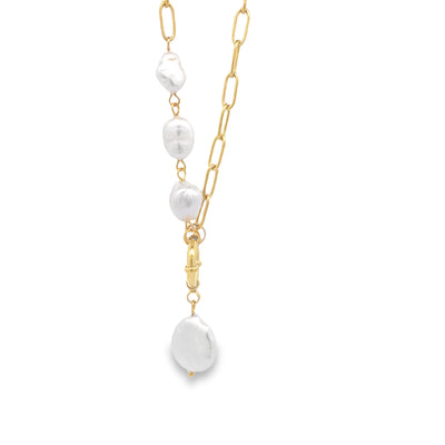 Onatah Sterling Silver Gold Plated Pearl And Gold Links Necklace